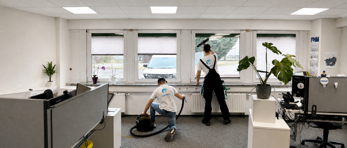KASPEGA-Mitarbeiter bei der Büroreinigung